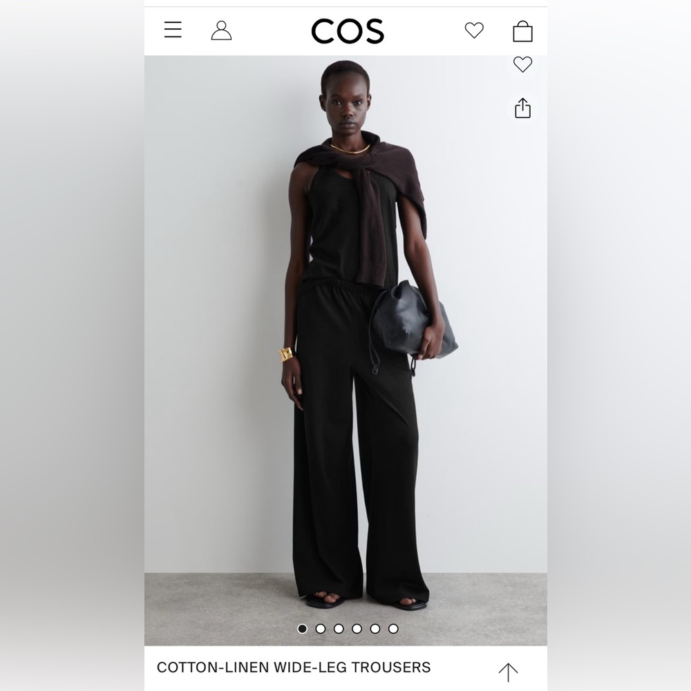 COS Black Cotton-Linen Wide-Leg Trousers